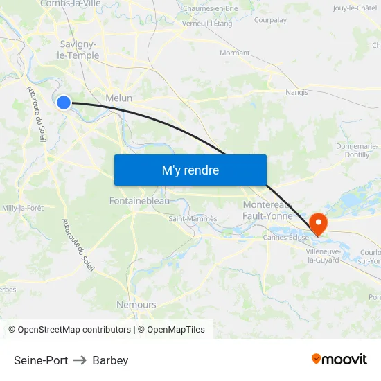 Seine-Port to Barbey map