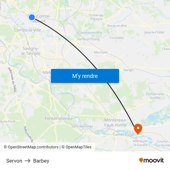 Servon to Barbey map