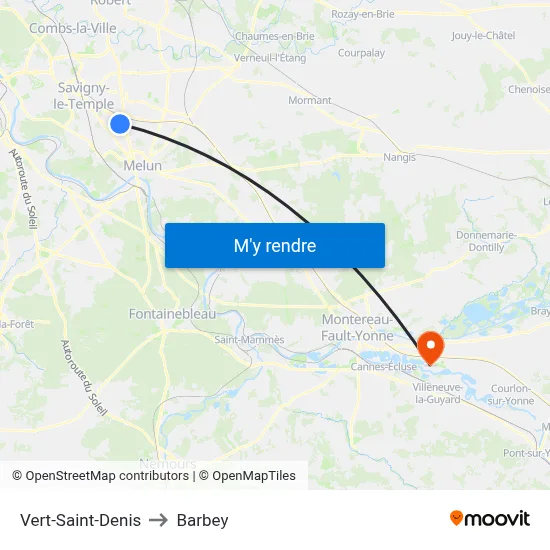 Vert-Saint-Denis to Barbey map