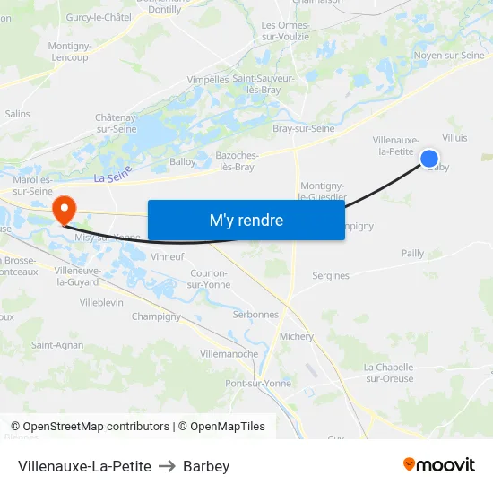 Villenauxe-La-Petite to Barbey map