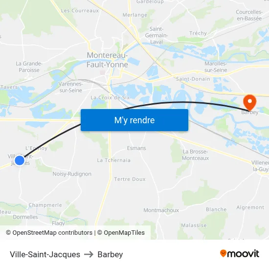 Ville-Saint-Jacques to Barbey map