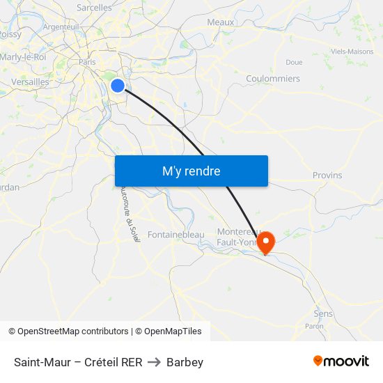 Saint-Maur – Créteil RER to Barbey map