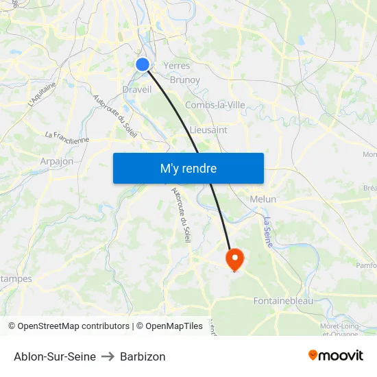 Ablon-Sur-Seine to Barbizon map