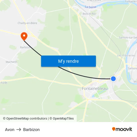 Avon to Barbizon map