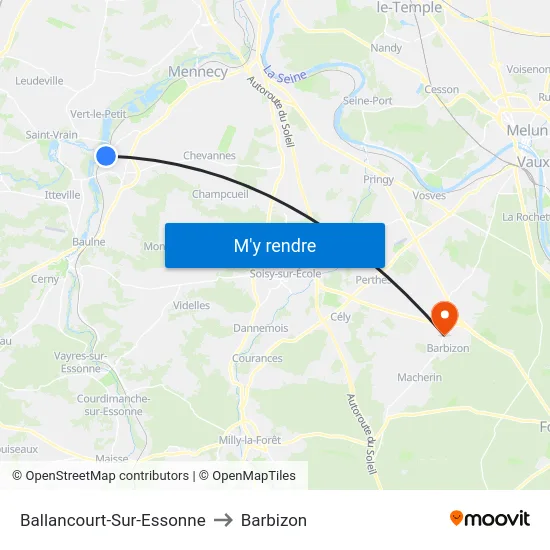 Ballancourt-Sur-Essonne to Barbizon map