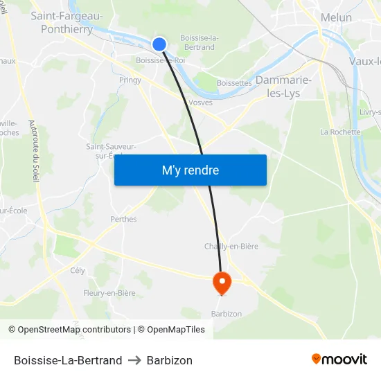 Boissise-La-Bertrand to Barbizon map