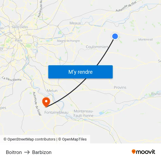 Boitron to Barbizon map