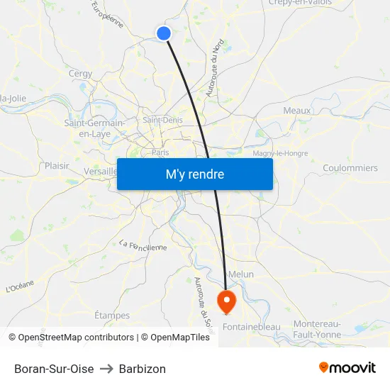 Boran-Sur-Oise to Barbizon map