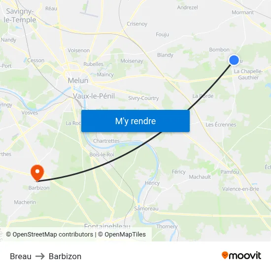 Breau to Barbizon map