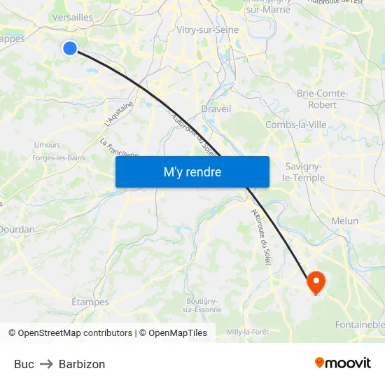 Buc to Barbizon map