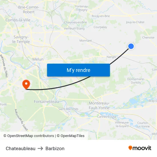 Chateaubleau to Barbizon map