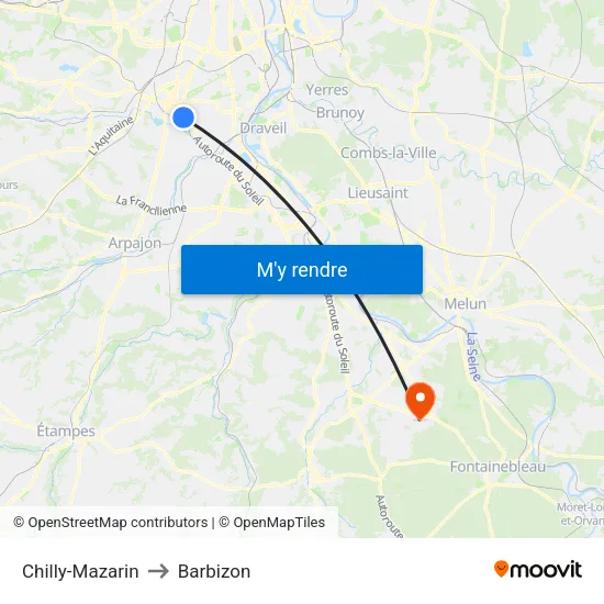 Chilly-Mazarin to Barbizon map