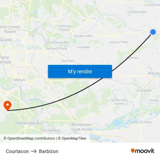 Courtacon to Barbizon map