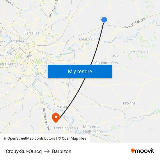 Crouy-Sur-Ourcq to Barbizon map