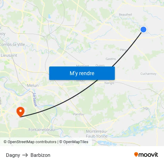 Dagny to Barbizon map