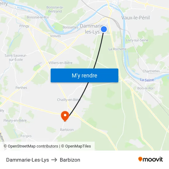 Dammarie-Les-Lys to Barbizon map