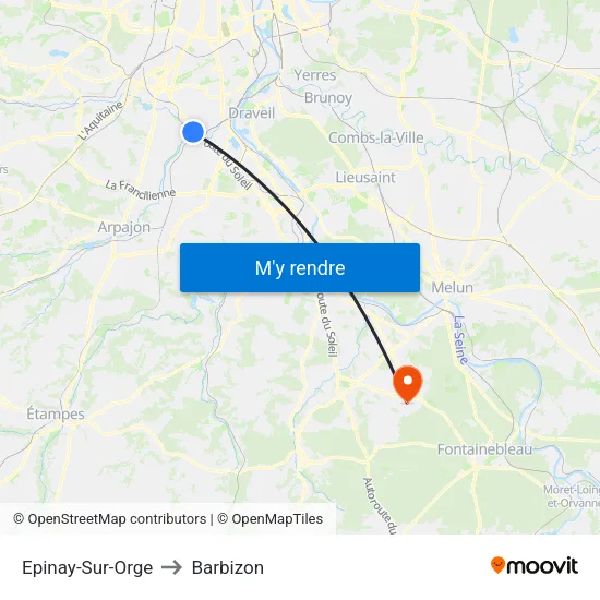Epinay-Sur-Orge to Barbizon map