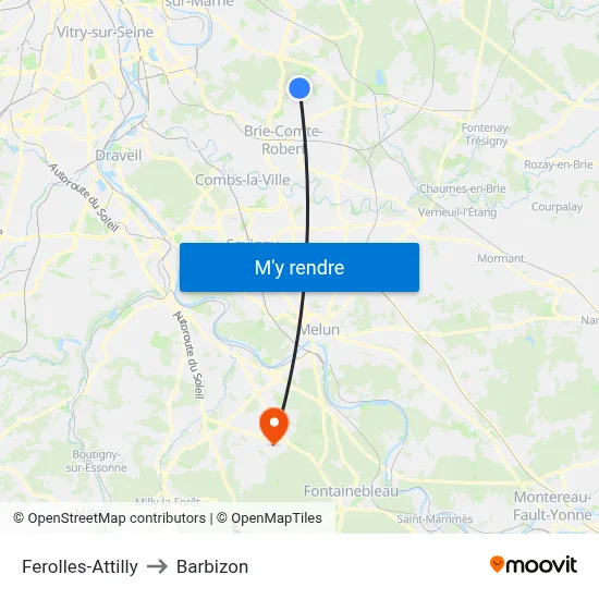 Ferolles-Attilly to Barbizon map