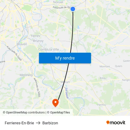 Ferrieres-En-Brie to Barbizon map