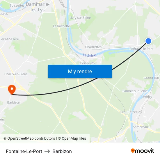 Fontaine-Le-Port to Barbizon map