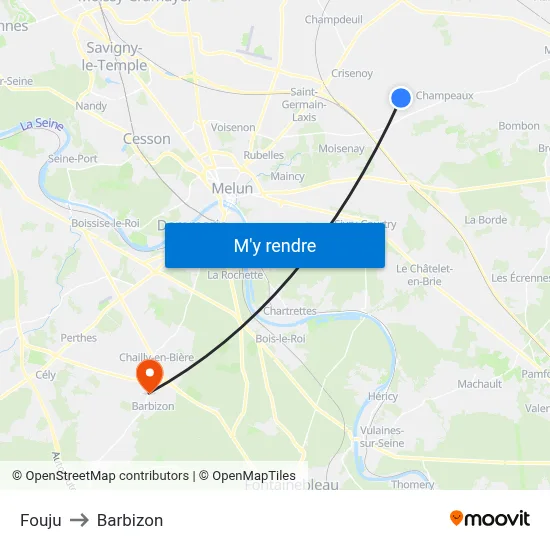 Fouju to Barbizon map