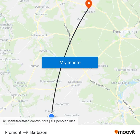 Fromont to Barbizon map