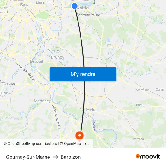 Gournay-Sur-Marne to Barbizon map