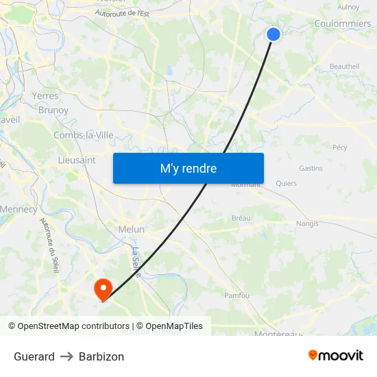 Guerard to Barbizon map