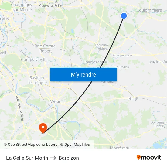 La Celle-Sur-Morin to Barbizon map