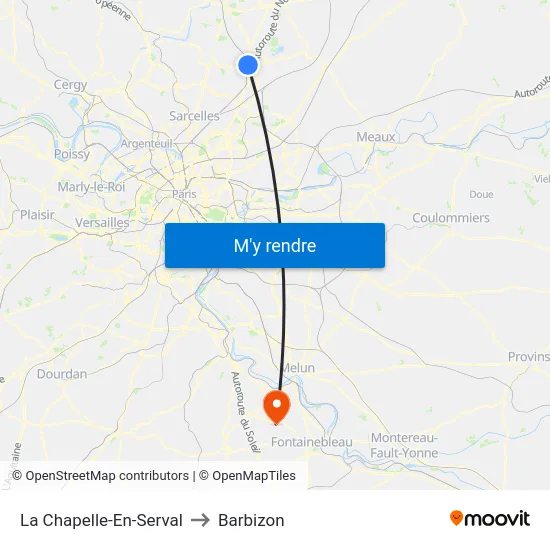 La Chapelle-En-Serval to Barbizon map