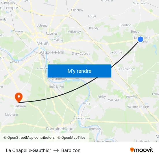 La Chapelle-Gauthier to Barbizon map
