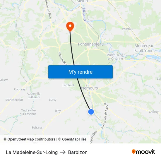 La Madeleine-Sur-Loing to Barbizon map