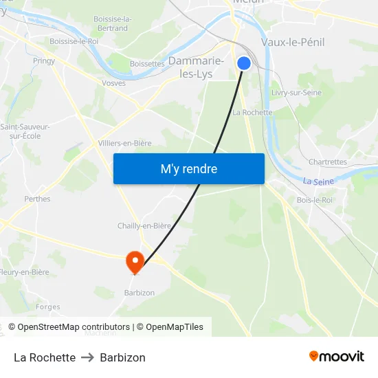 La Rochette to Barbizon map