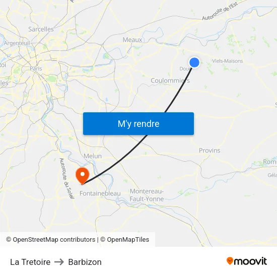 La Tretoire to Barbizon map