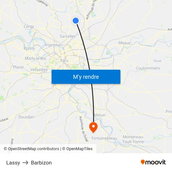 Lassy to Barbizon map