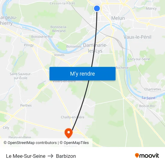 Le Mee-Sur-Seine to Barbizon map