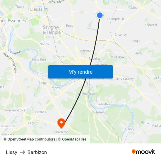 Lissy to Barbizon map