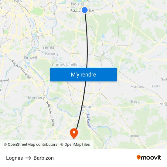 Lognes to Barbizon map