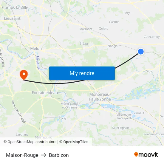 Maison-Rouge to Barbizon map