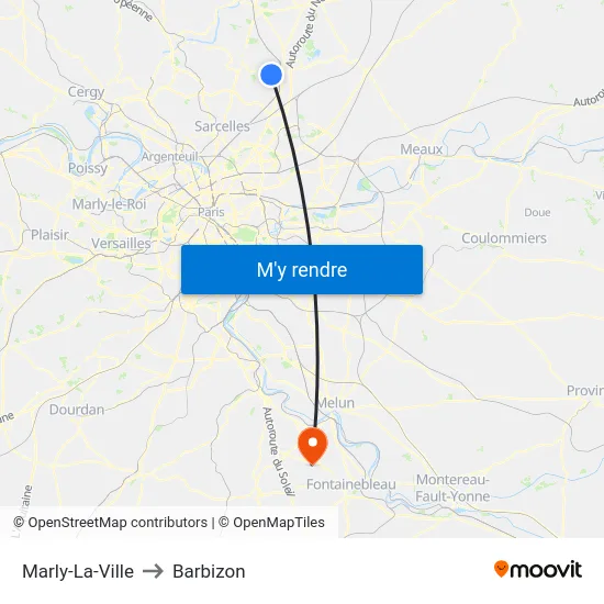 Marly-La-Ville to Barbizon map
