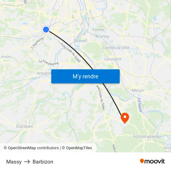 Massy to Barbizon map
