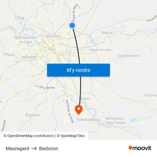 Mauregard to Barbizon map