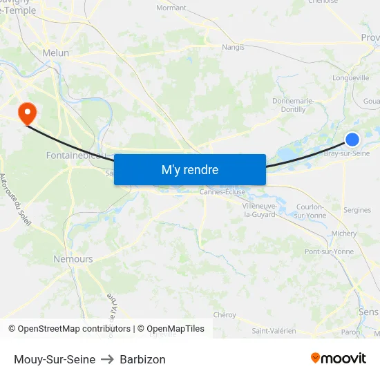 Mouy-Sur-Seine to Barbizon map