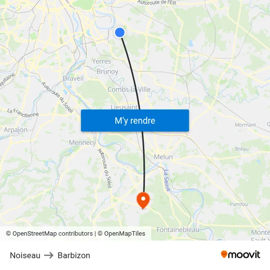 Noiseau to Barbizon map