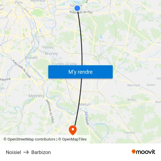 Noisiel to Barbizon map