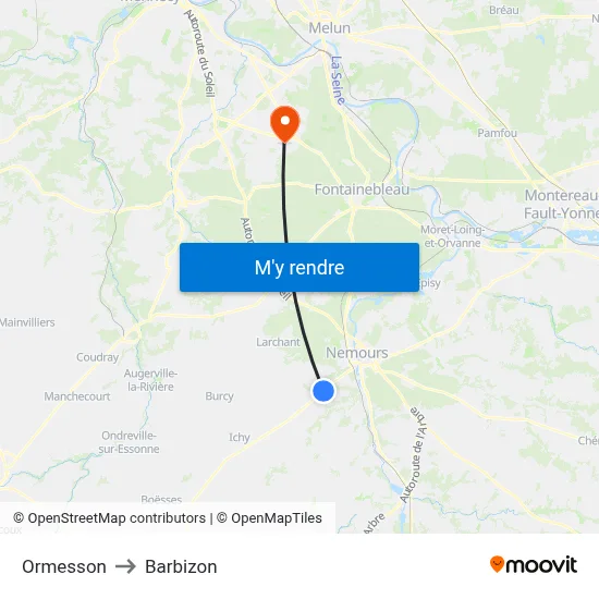 Ormesson to Barbizon map