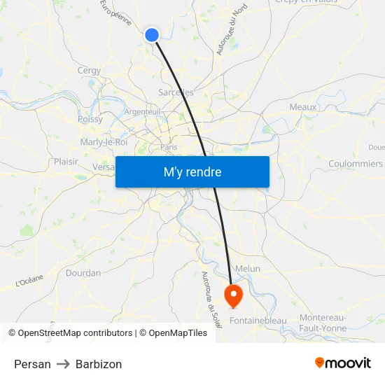 Persan to Barbizon map