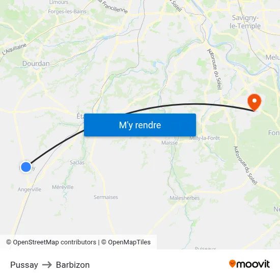 Pussay to Barbizon map