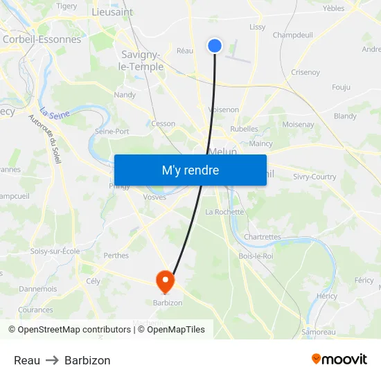 Reau to Barbizon map