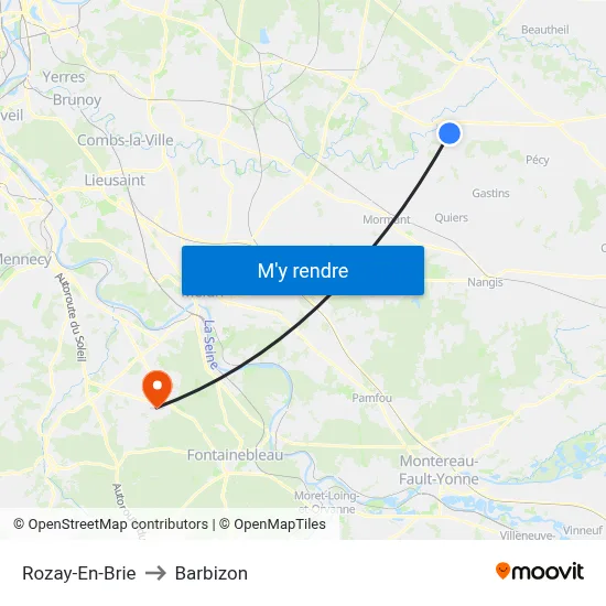 Rozay-En-Brie to Barbizon map